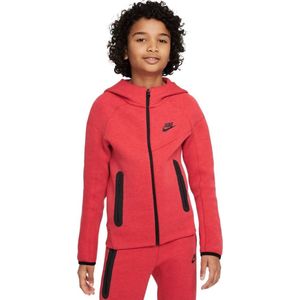 Nike tech fleece full zip hoodie junior in de kleur rood - Maat 128-137