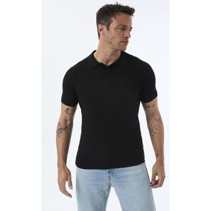 Felix Hardy Tricot Polo Shirt Korte Mouwen Heren Zwart - 2Xl
