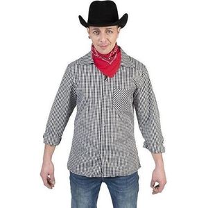 Zwart/wit geruit cowboy verkleed overhemd voor heren L/XL