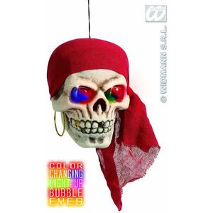 Widmann - Piraat & Viking Kostuum - Piratenschedel Met Kleuren Licht 40 Centimeter - Rood, Wit / Beige - Halloween - Verkleedkleding