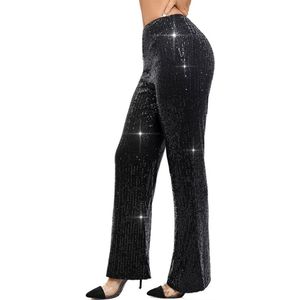 Glitter Legging Zwart - Dames Broek Wit - Feest - Party - Glanzend