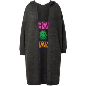 Angel of Style Angel of Style - Dames - Lang vest tekst op de rug open model - Kaki - Maat 46+