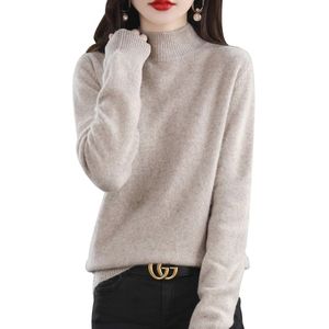 Dames Kasjmier Trui Met Col - Lange Mouwen - Zacht en Warm - Casual Dikke Trui voor Herfst en Winter