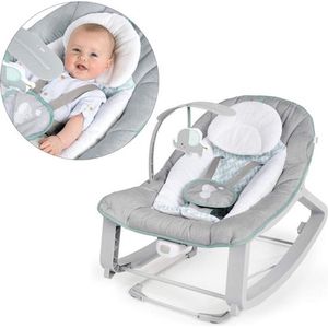 Elektrische Schommelstoel Baby – Wipstoel – Schommelzitje – Baby Swing – Met Speelboog – Verwijderbare Steun – 3 Instelbare Modi – Grijs/Wit