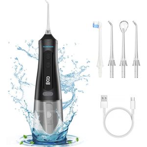 Waterflosser Glowfresh | Monddouche & Tongreiniger | Draadloos Flosapparaat met 9 standen | Voor Tanden, Beugels, Tandvlees & Tandplak | Inclusief Extra Opzetstukken