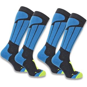Norfolk Skisokken - 2 Paar - Merino wol Climayarn - Schokabsorptie Zonedemping - Zacht, Warm en Droog - Maat 39-42 - Blauw/Blauw - Aspen