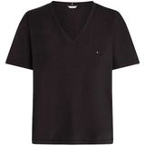 Tommy Hilfiger - Slub Cropped T-shirt - Wit - Korte Mouwen - V-hals