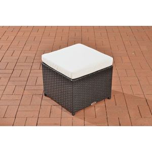 Loungeset poef - Bijzetkruk - Poef - Voor buiten - Tuinmeubelen - Creme/wit - 47x47x35cm