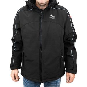 Nordberg Ole, gevoerd softshell winter(ski) jack heren met afneembare capuchon in black XXL