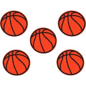 Basketbal Patches - 5 Stuks - Basketbal - Strijkembleem - Stof en strijk applicatie - Sport - Patchwork- Strijk embleem - Versiering voor kleding - Leuk cadeau