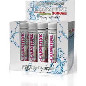 Fit&Shape L-Carnitine 3000mg -ampullen/shots-framboos smaak- met o.a groene thee extract - 20x 25ml