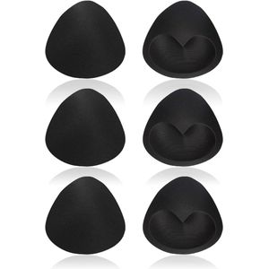 3 paar afneembare push-up BH-pads inzetstukken cups vervangingen - zwart