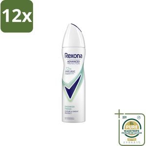 Rexona - Deodorant Spray - Advanced Protection - Shower Fresh - Anti-Transpirant & Perspirant - 150ml - Voordeelverpakking - 12 stuks - 72 uur bescherming - MotionSense