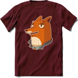Casual vos T-Shirt Grappig | Dieren fox Kleding Kado Heren / Dames | Animal Skateboard Cadeau shirt - Burgundy - S