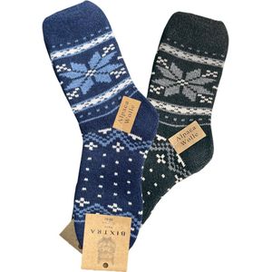 green-goose® Alpaca Herensokken - Wollen Sokken - 2 Paar - Grijs, Rood - 100% Alpaca Wol - Maat 39-42 - Heerlijk Warm en Rekbaar