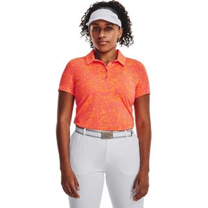 UA Zinger Printed Polo SS-Pink Shock Orange Blast Metallic Silver