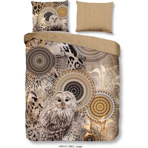 Flanellen Dekbedovertrek - 240x220cm - Tweepersoons - Lits Jumeaux - Inclusief Kussenslopen - 100% Flanel Katoen - Taupe