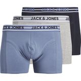 Jack & Jones Heren Boxershorts Trunks JACPETER Blauw/Grijs/Donkerblauw 3-Pack - Maat L