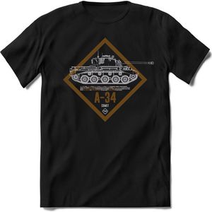 T-Shirtknaller T-Shirt|A-34 Leger tank|Heren / Dames Kleding shirt|Kleur zwart|Maat 3XL