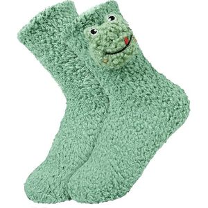 Dames Meisjes Fuzzy Sokken Schattige Dieren Gezellige Zachte Sokken - Grappige Comfortabele Pluizige Pantoffels Dikke Pluche Slaapsokken - 1 paar(35-40 groente)
