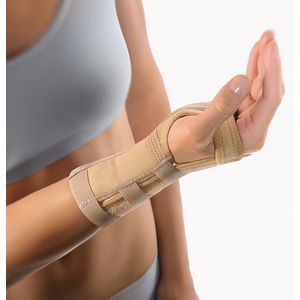 BORT Polsbrace Beige – Met Aluminium Spalk – Rechts of Links – Geschikt voor Carpaal Tunnel Syndroom ,RSI en Artrose – Verstelbare Polssteun – Medische Brace – Maat L - Rechts
