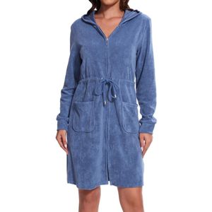 Ibenzoa® Stijlvolle Damesbadjas van Zachte Badstof met Capuchon en Ritssluiting voor Comfortabele Pasvorm