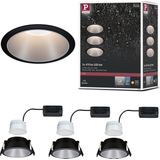 Paulmann Cole set inbouwspot - zwart/zilver mat - LED - 3-traps dimbaar - 2700K - warmwit