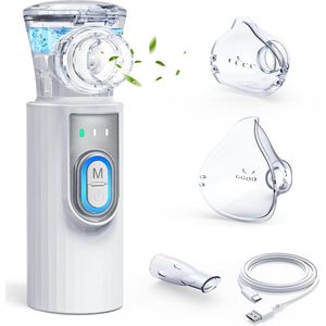 Ultrasone Vernevelaar - Oplaadbare USB-C - Compacte en Stille Inhalator Voor Kinderen en Volwassenen - Inclusief Maskers en Reistas - 800mAh Batterij - 2 Vernevelniveaus - Draagbaar Voor Gebruik Onderweg