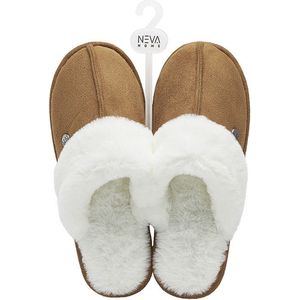 NEVA - NV41 Damespantoffel gevoerd bruin