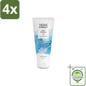 Therme - Aqua Wellness - Douche Satin - Verfrissend - Verzorgend - 200ml - Voordeelverpakking - 4 stuks - Douchegel - Verfrissende douche