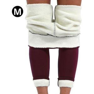 Nivard Winter Panty - Gevoerde Panty - Fleece panty - Legging Thermo Panty - Warme Panty - Elastisch - Hoge Taille - Maat M - Bordeaux Rood