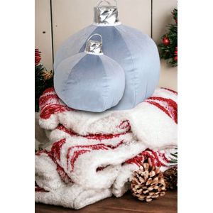 Unique Living - Kerst Decoratie - Sierkussen - Kerstbal - Kerstkussen - Ijsblauw - 2stuks