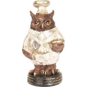 Clayre & Eef Beeld  Uil 14 cm Koperkleurig Kunststof Woonaccessoires beeld decoratie  Decoratieve Accessoires