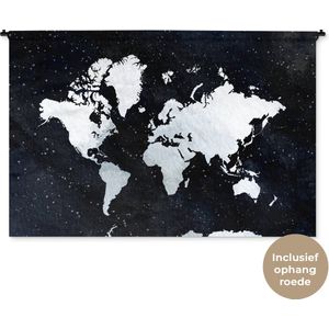 Wandkleed WereldkaartenKerst illustraties - Lichtgekleurde wereldkaart voor een geverfde sterrenhemel achtergrond Wandkleed katoen 180x120 cm - Wandtapijt met foto