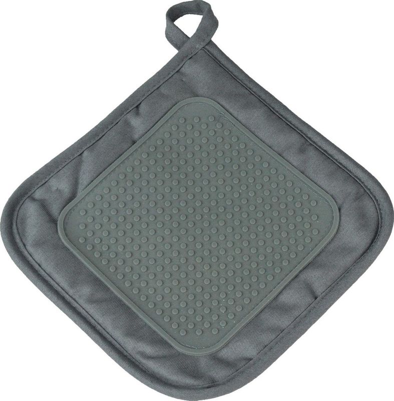 Linge Décor - 1790109 - Pannenlap - Antraciet - 19 x 19 cm - Siliconen/Polyester/Katoen