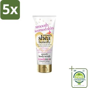 5 x Treaclemoon – Body Scrub – Creamy Shea Butterfly – 225 ml - Grootverpakking - Body Scrub - Exfoliatie - Shea Butter - Kokosnoot - Huid Verzorging