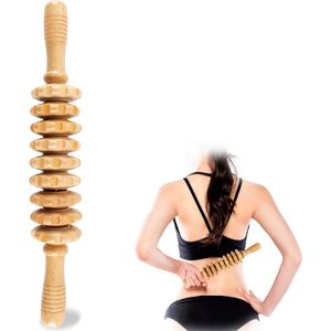 Massagebal - Massagestok - Massageapparaat - Massageapparaat voor het hele lichaam - Vermoeidheidsverlichting - Massageaccessoires - Anti-cellulitis massageroller - Dijbeenmassageapparaat - Gebogen houten massageroller - Bindweefsel