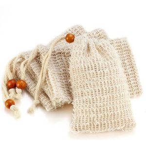 Sisal Zeepzakje voordeelverpakking - 5 stuks - Herbruikbaar - Shampoobar zakje - Zeepbar zakje - Huidverzorging - Zeepzakje - Soap Bar zakje - Shampoo bar zakje - Scrubhandschoen - Hemp Zeepzakje - Beige