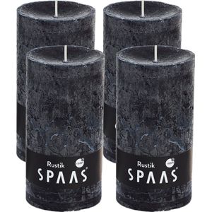 SPAAS Kaarsen - Rustieke kaarsen 68/130 mm - Stompkaars - 60 branduren - Zwart - 4 stuks - Voordeelverpakking
