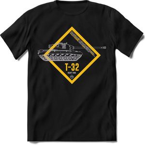 T-Shirtknaller T-Shirt|T-32 Leger tank|Heren / Dames Kleding shirt|Kleur zwart|Maat 3XL