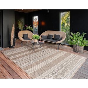 Home In-& Outdoor Vloerkleed Balkon Terras Keukenvloerkleed Modern Boho Ethno Patroon, Maat:80x150 cm, Kleur:Beige