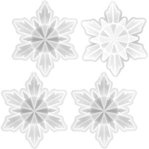 Kerst Sneeuwvlok Hars Mallen Siliconen 4 Stuks 3D Sneeuwvlok Gieten Mallen DIY Hars Ambachten voor Kerstboom Thuis Opknoping Decoratie Hangers