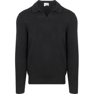 Profuomo - Longsleeve Poloshirt - Navy - Wol Blend