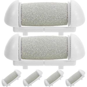 Zeynomax - Voetschuurmachine Accessoires Set van 6 Stuks - Reservekoppen Pedicure - Voetschrobber met Hielreiniger - Kunststof - Lichtgrijs - Verwijderen Dode Huid