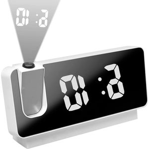 Mrs. Jones Projectiewekker radiowekker digitale wekker - 180 graden draagbare wekker met groot 73 inch led-display - USB digitale wekker temperatuurweergave .