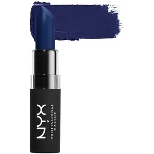 NYX Velvet Matte Lipstick - 04 Midnight Muse, donkerblauwe kleur.