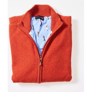 Osborne Knitwear Windstopper cardigan met rits heren – Trui met rits heren in Lamswol - Pullover Heren - Ember - Voering met golfprint - M