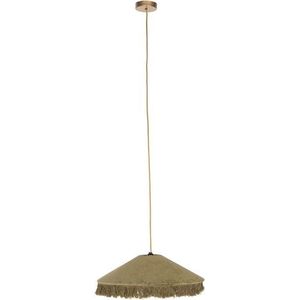 QAZQA frills - Art Deco Hanglamp met kap - 1 lichts - Ø 500 mm - Groen - Woonkamer | Slaapkamer | Keuken