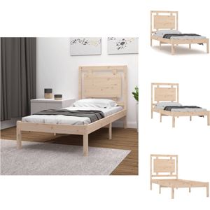 vidaXL Houten bedframe - Massief grenen - Multiplex lattenbodem - 205.5 x 95.5 x 31 cm - Geschikt voor matras van 90 x 200 cm - Bed