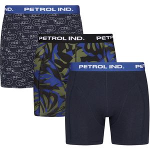 Petrol Industries - Heren 3-pack Boxershorts Shorewalk - Blauw - Maat M